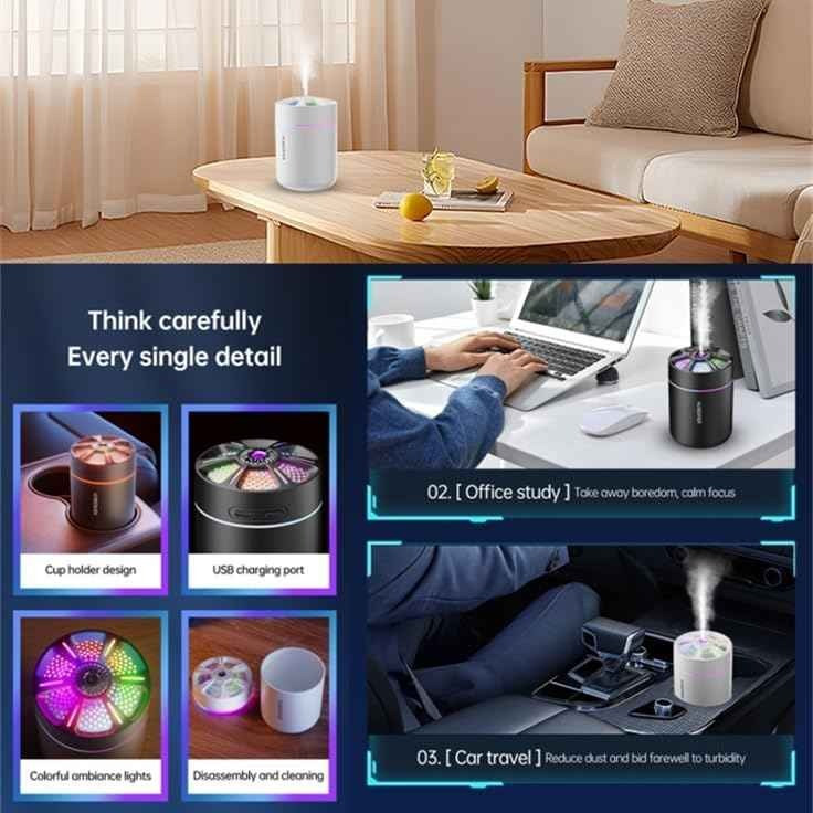 بخور و رطوبت ساز شارژی با چراغ خواب LED رنگارنگ