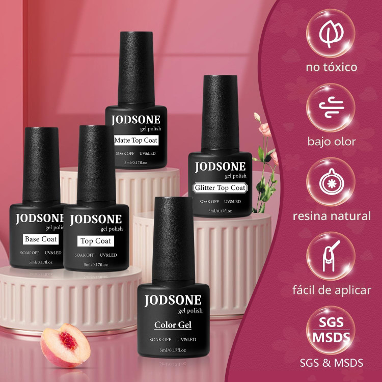 کیت 36 تکه لاک ناخن ژلهای JODSONE با نور UV مجموعه لاک ژل کلاسیک (مشکی، سفید، نود و آبی-بنفش) با ابزار مانیکور مناس